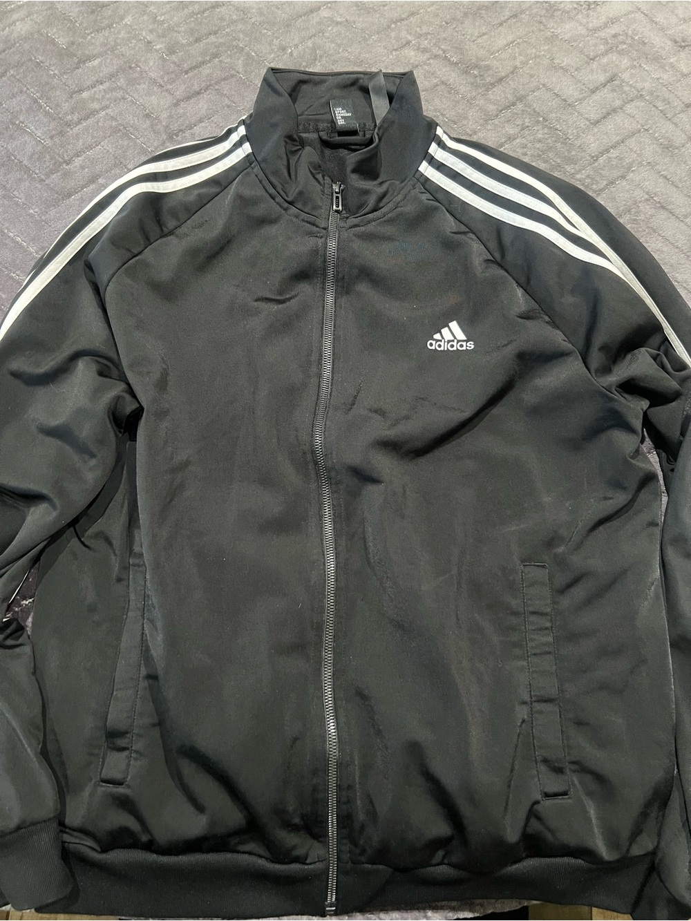 used adidas Black Track Jacket with Signature 3-Stripes